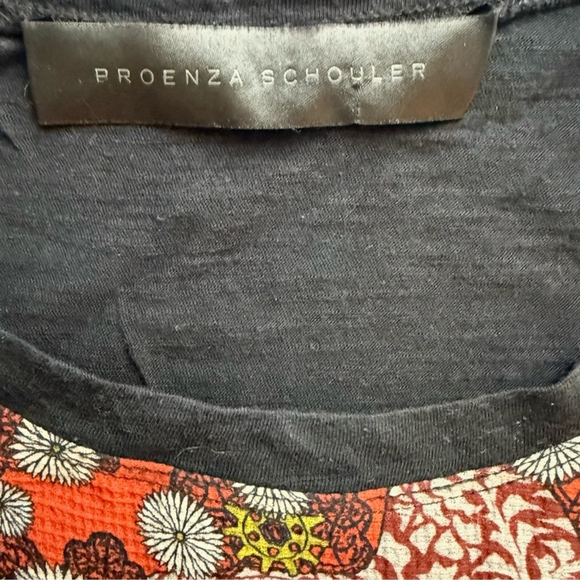 Proenza Schouler Black and Multicolour Patterned Top Size S Silk Cotton Luxury - Picture 3 of 10